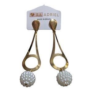 RA Adriel Gold Tone Dangle Earrings with Pearl Drop